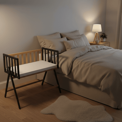 Vilha Beistellbett aus Holz Graphit/natur - Vilha