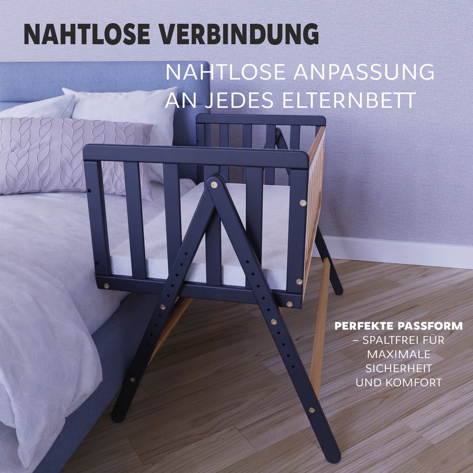 Vilha Beistellbett aus Holz Graphit/natur - Vilha