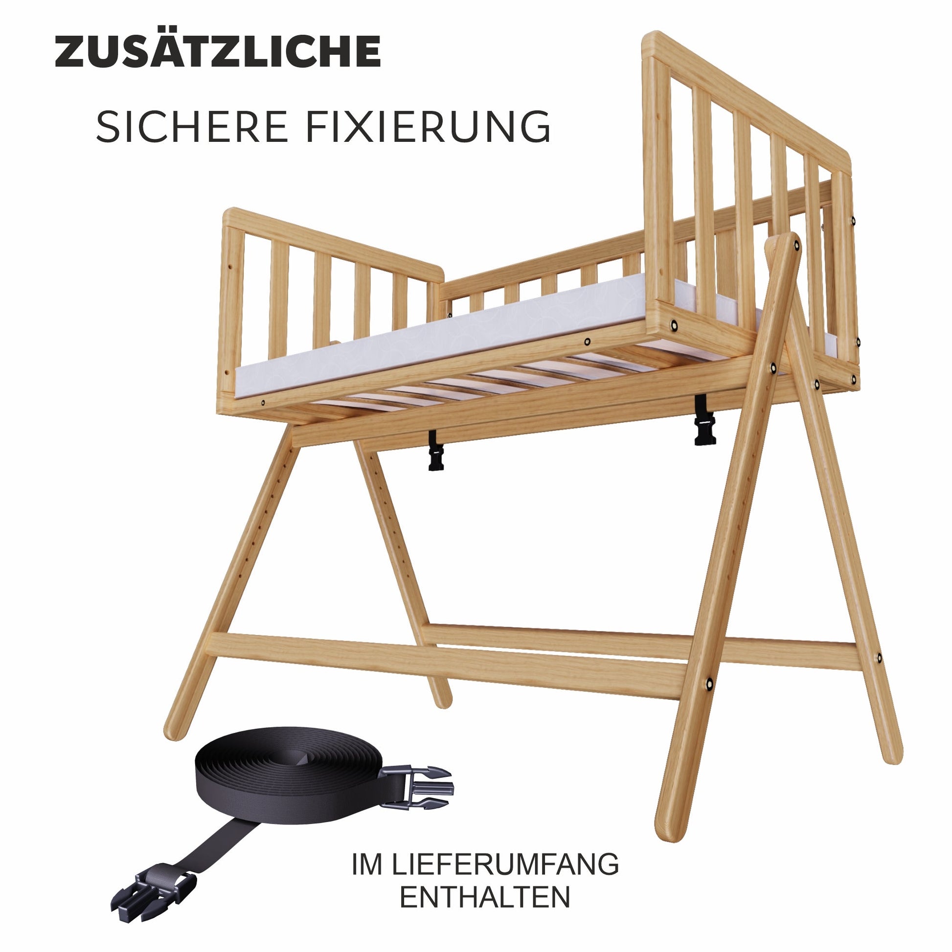 Vilha Beistellbett aus Holz Natur - Vilha