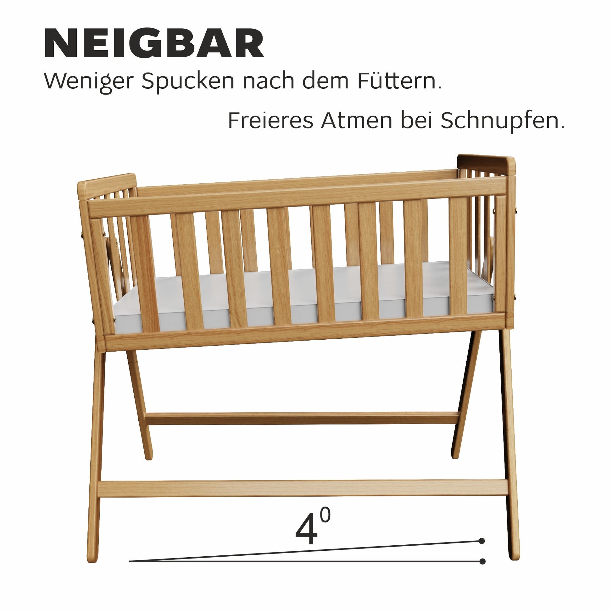 Vilha Beistellbett aus Holz Natur - Vilha