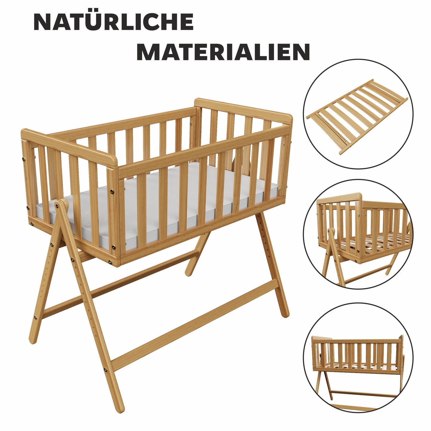 Vilha Beistellbett aus Holz Natur - Vilha