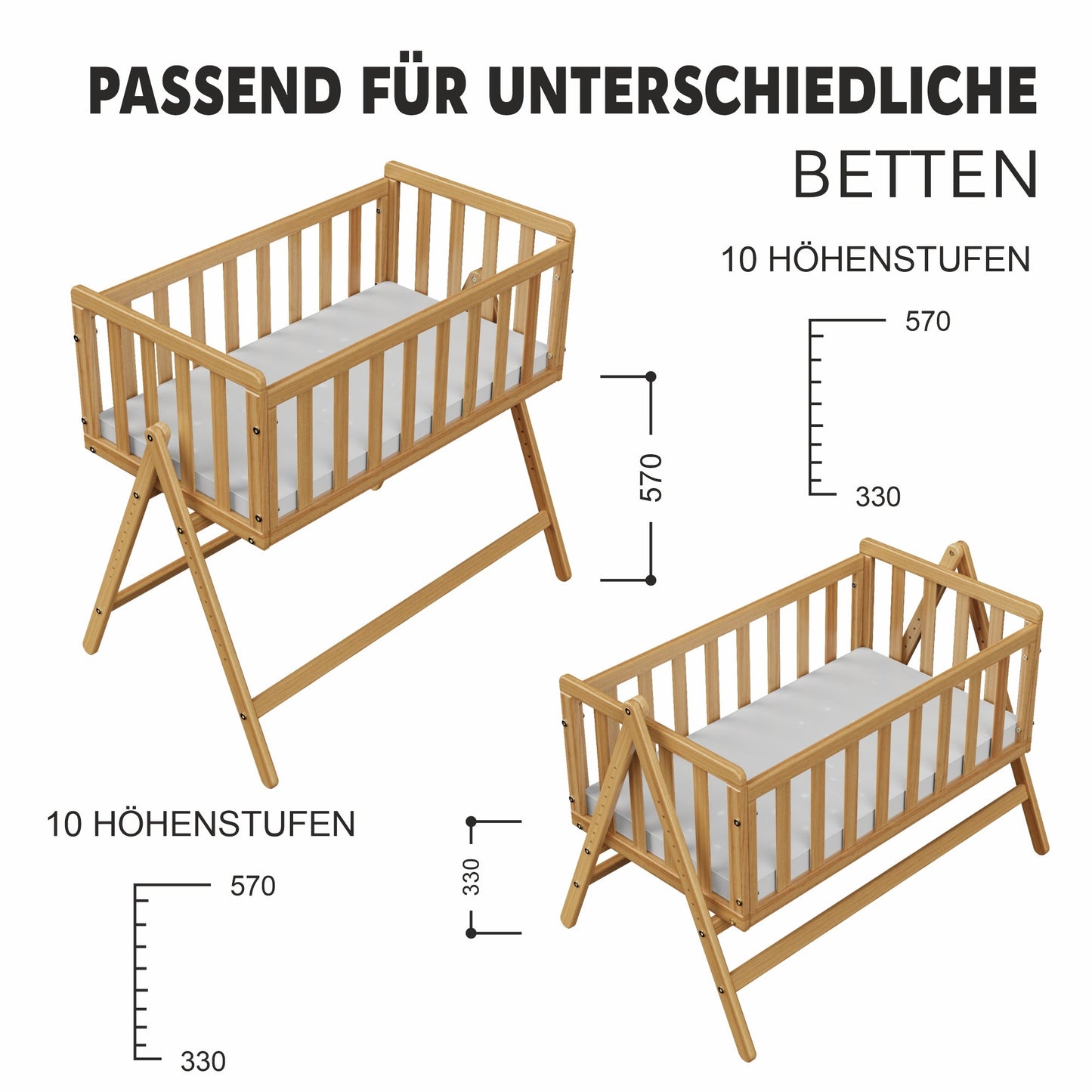 Vilha Beistellbett aus Holz Natur - Vilha