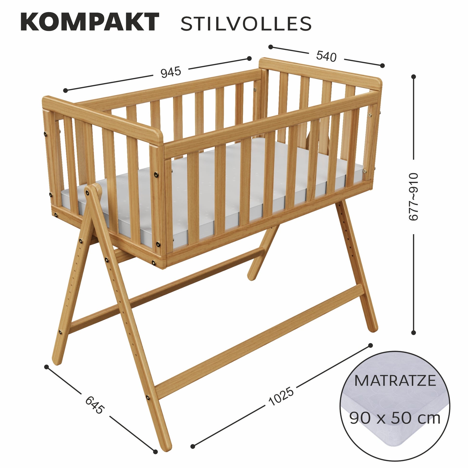 Vilha Beistellbett aus Holz Natur - Vilha