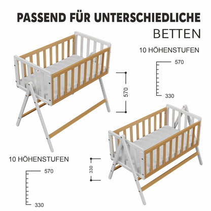 Vilha Beistellbett aus Holz Weiß/natur - Vilha