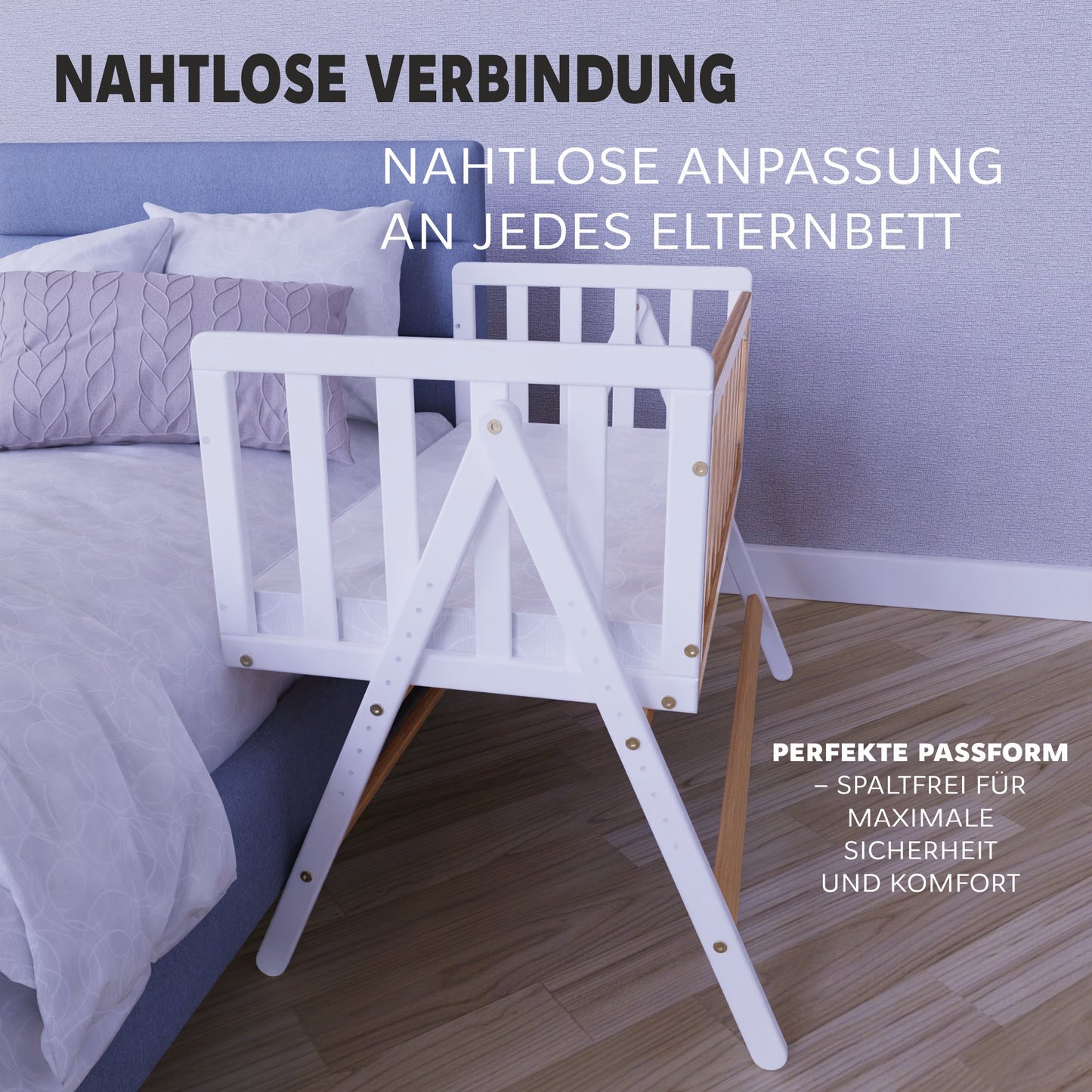 Vilha Beistellbett aus Holz Weiß/natur - Vilha