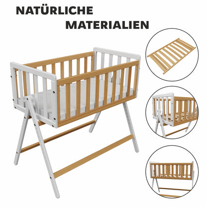 Vilha Beistellbett aus Holz Weiß/natur - Vilha