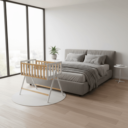 Vilha Beistellbett aus Holz Weiß/natur - Vilha