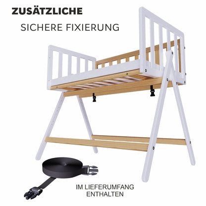 Vilha Beistellbett aus Holz Weiß/natur - Vilha