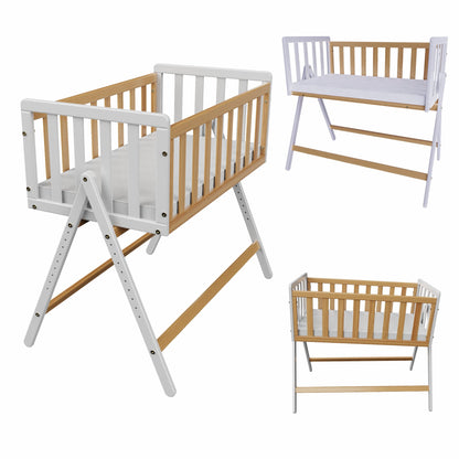 Vilha Beistellbett aus Holz Weiß/natur - Vilha