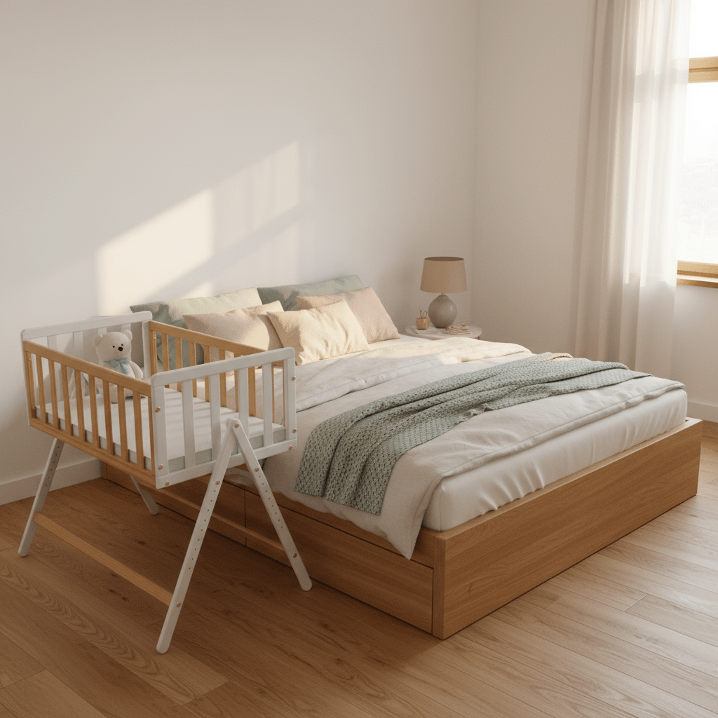 Vilha Beistellbett aus Holz Weiß/natur - Vilha