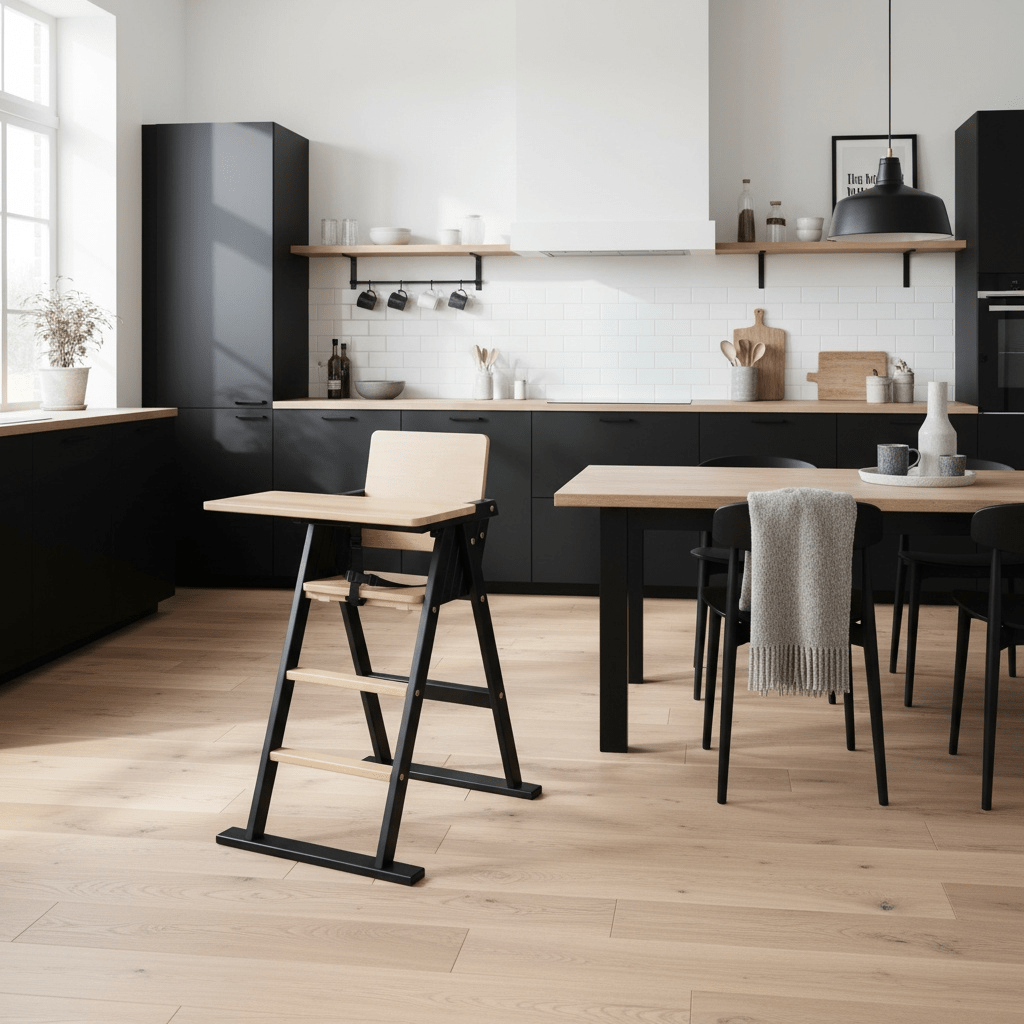 Klappbarer Babyhochstuhl aus Holz Step Up graphit/natur - Vilha