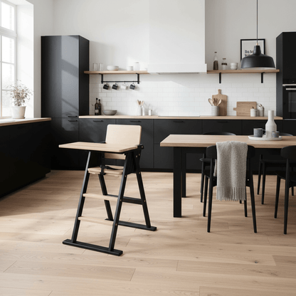 Klappbarer Babyhochstuhl aus Holz Step Up graphit/natur - Vilha