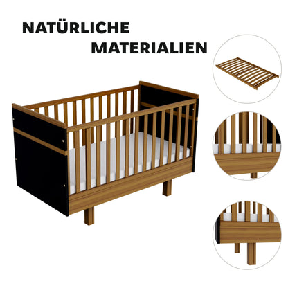Vilha mitwachsendes Babybett 70x140 cm graphit/natur - Vilha