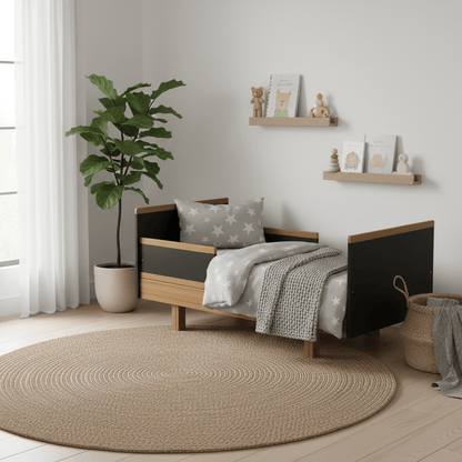 Mitwachsendes Babybett 70x140 cm graphit/natur Vilha