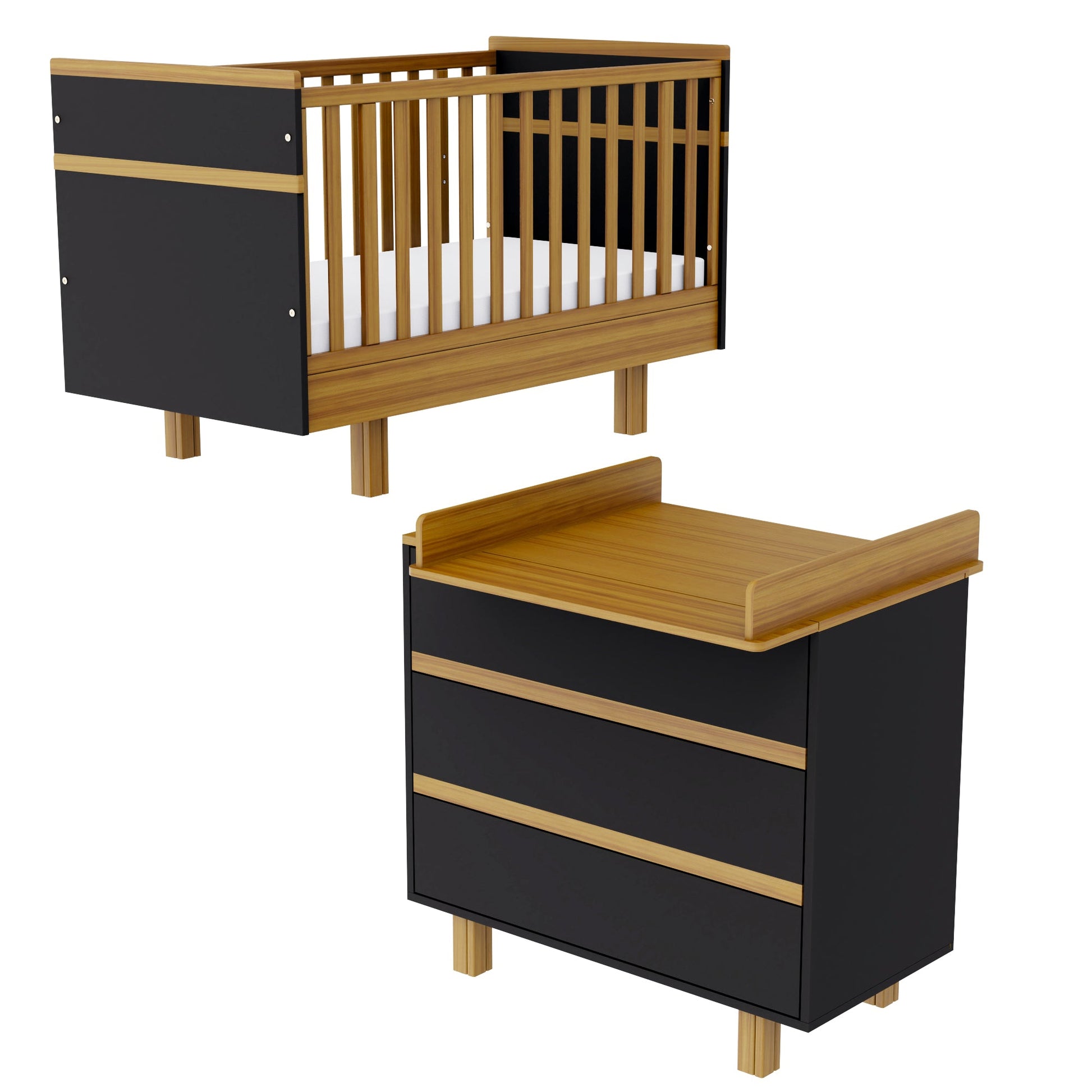 Vilha mitwachsendes Babybett 70x140 cm graphit/natur - Vilha