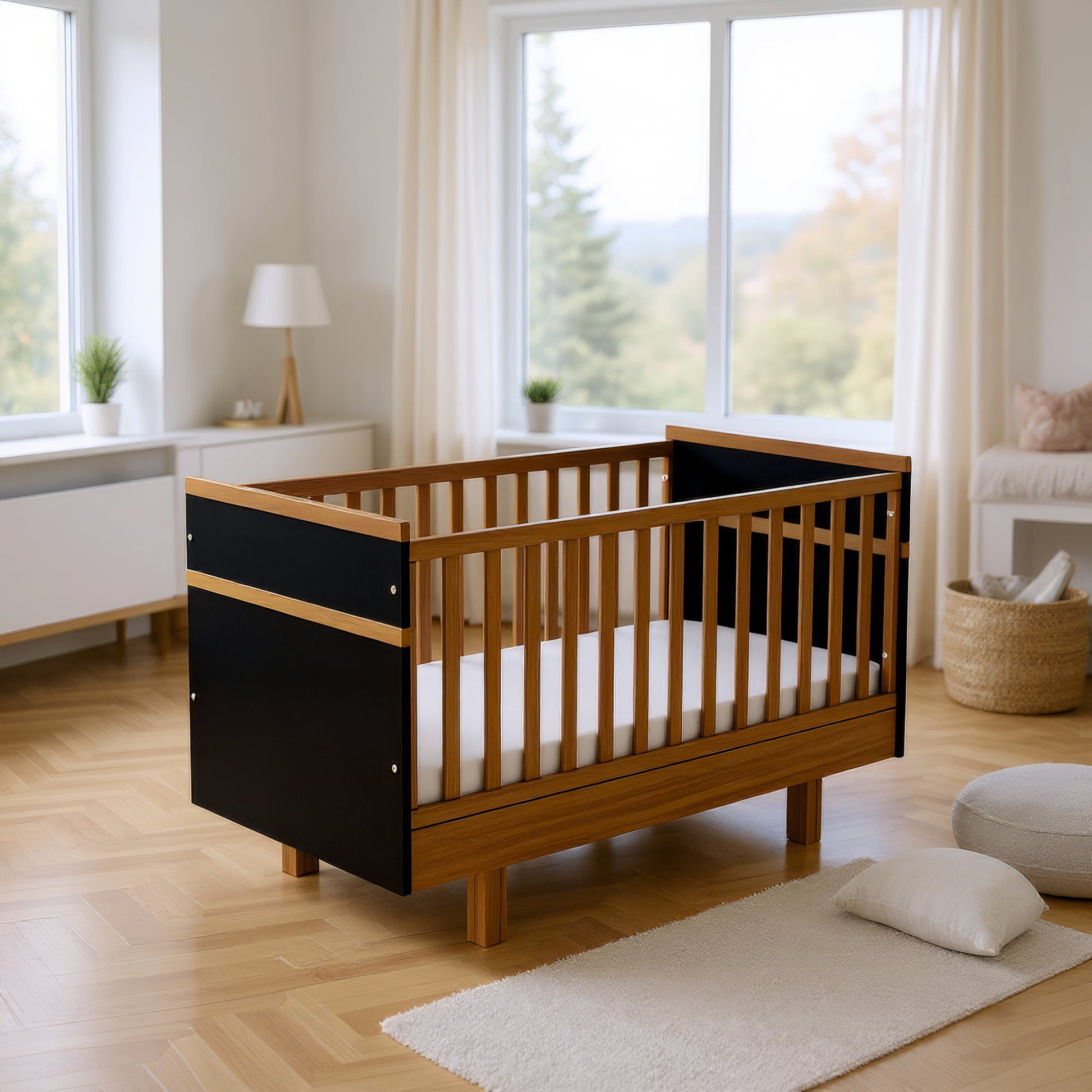 Gitterbett graphit/natur - Vilha