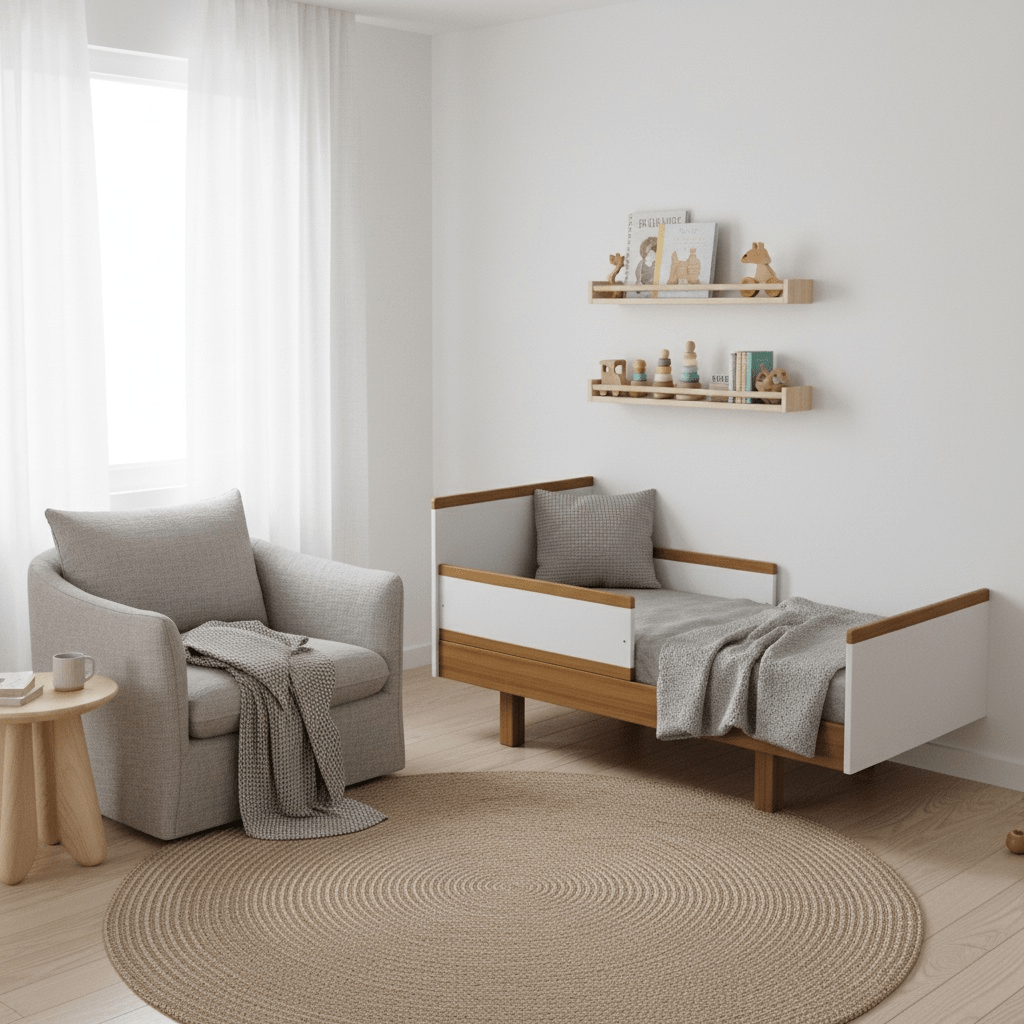 Mitwachsendes Babybett 70x140 cm weiß/natur - Vilha