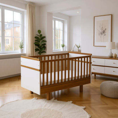 Mitwachsendes Babybett 70x140 cm weiß/natur - Vilha