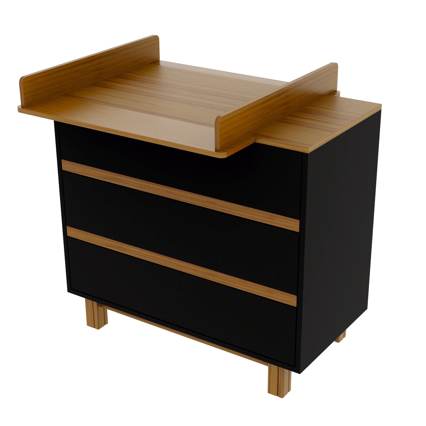 Wickelkommode aus Holz graphit/natur - Vilha