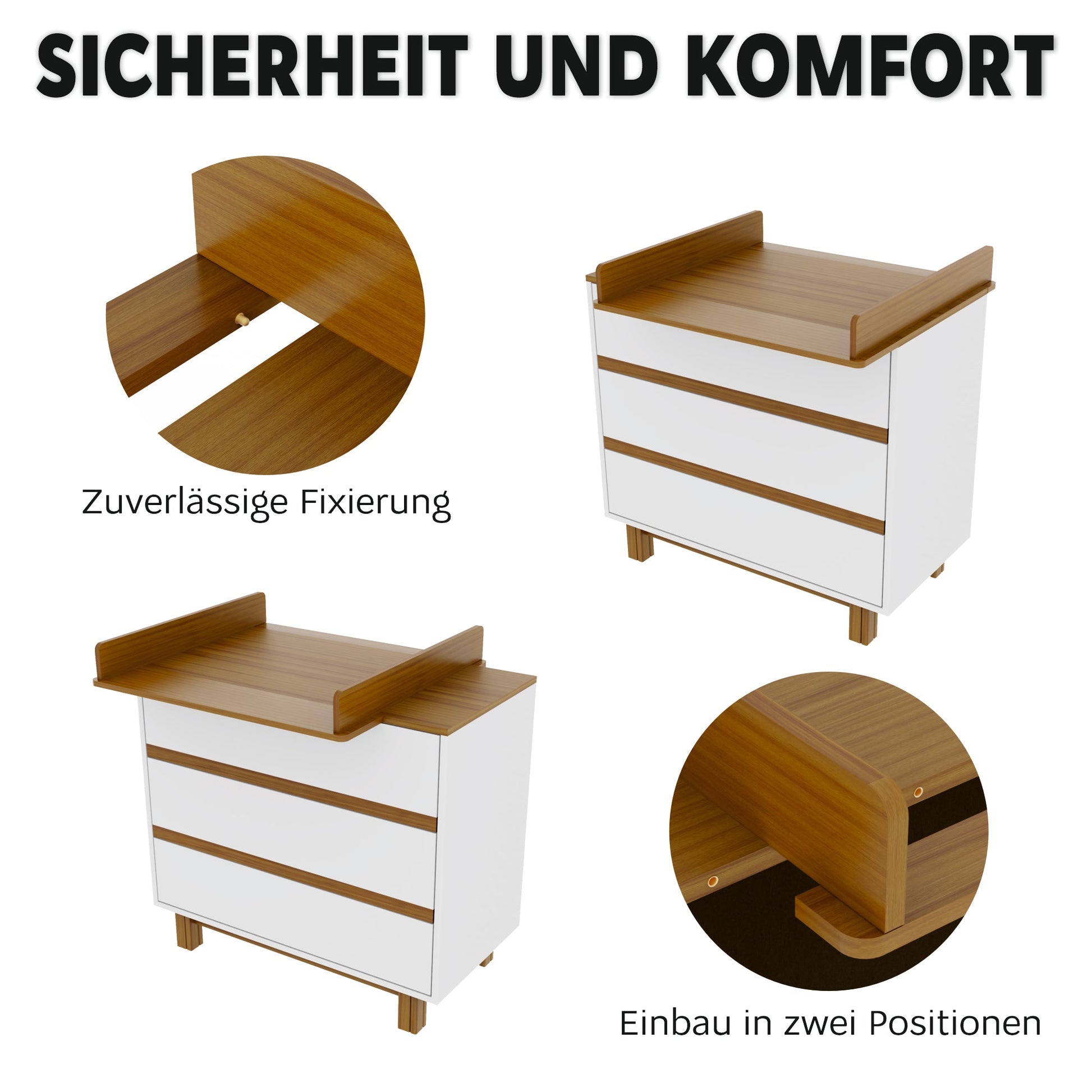 Wickelkommode sicherheit und komfort weiß/natur - Vilha