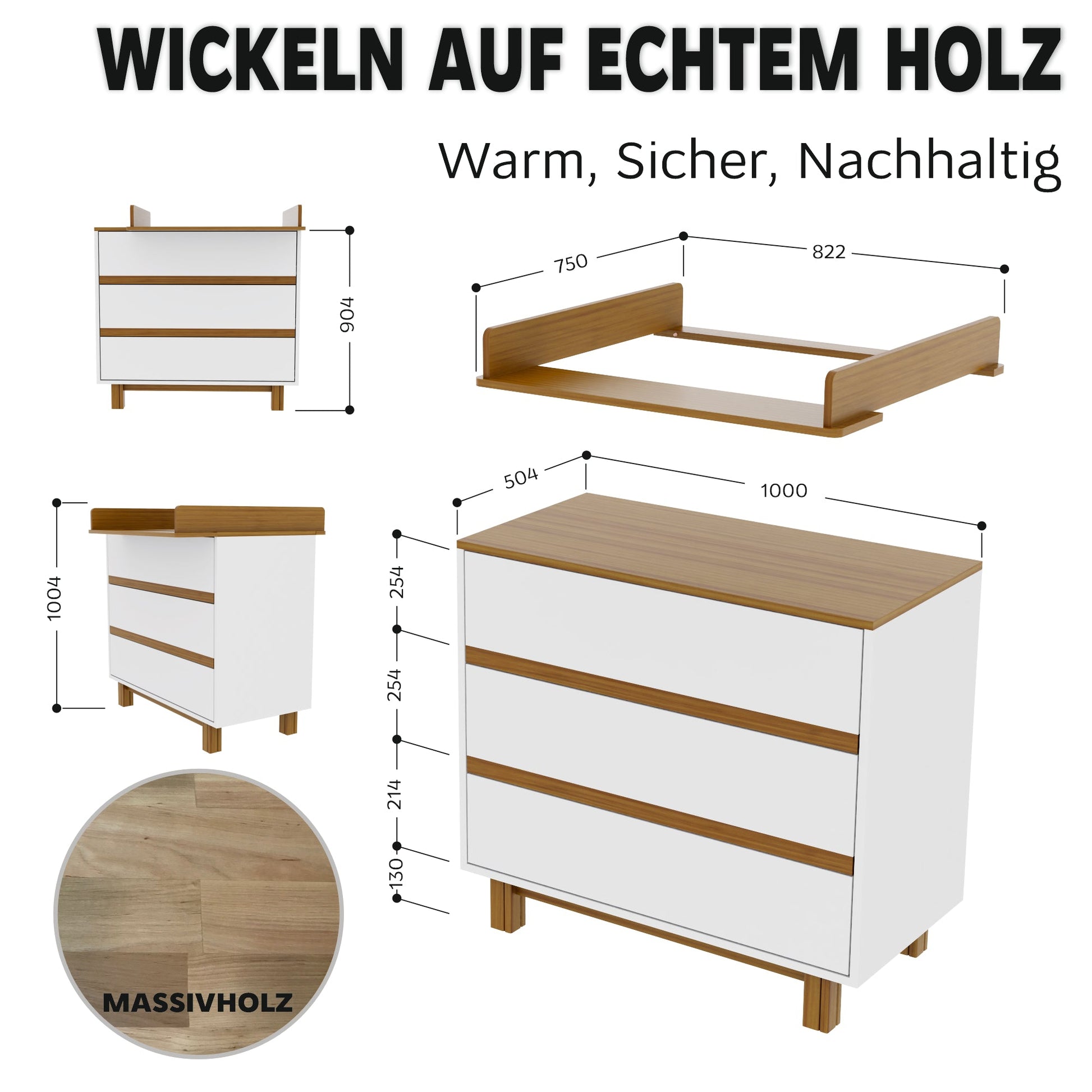 Vilha Wickelkommode weiß/natur - Vilha